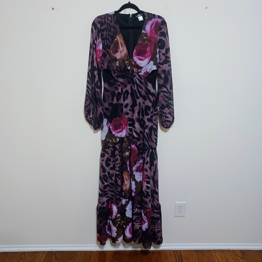 VENUS Floral Leopard Tiered Maxi Dress Sz 8